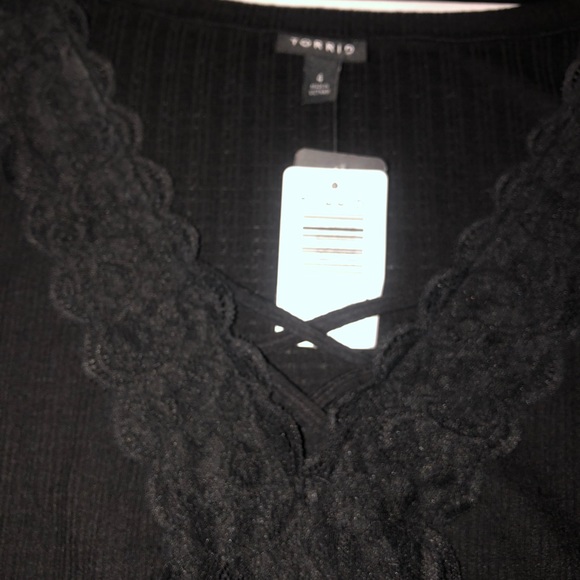 Torrid babydoll ribbed Lace up Black Tank Top 4x 4 NWT - Picture 6 of 7